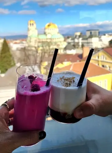 Sofya manzarası ve Alexander Nevsky Katedrali arka planda 